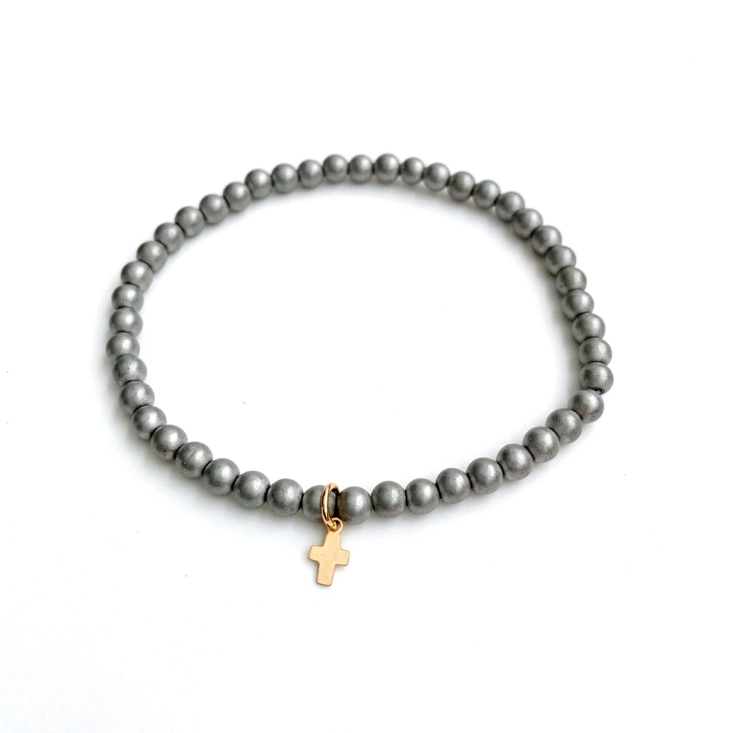 Erin Gray Luxe Cross Bracelet in Light Gray