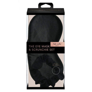 Kitsch Satin Eyemask & Sleep Scrunchie Set Black