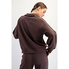 Load image into Gallery viewer, Hurry Up Modal Scuba Double Piping Polo Top in Espresso