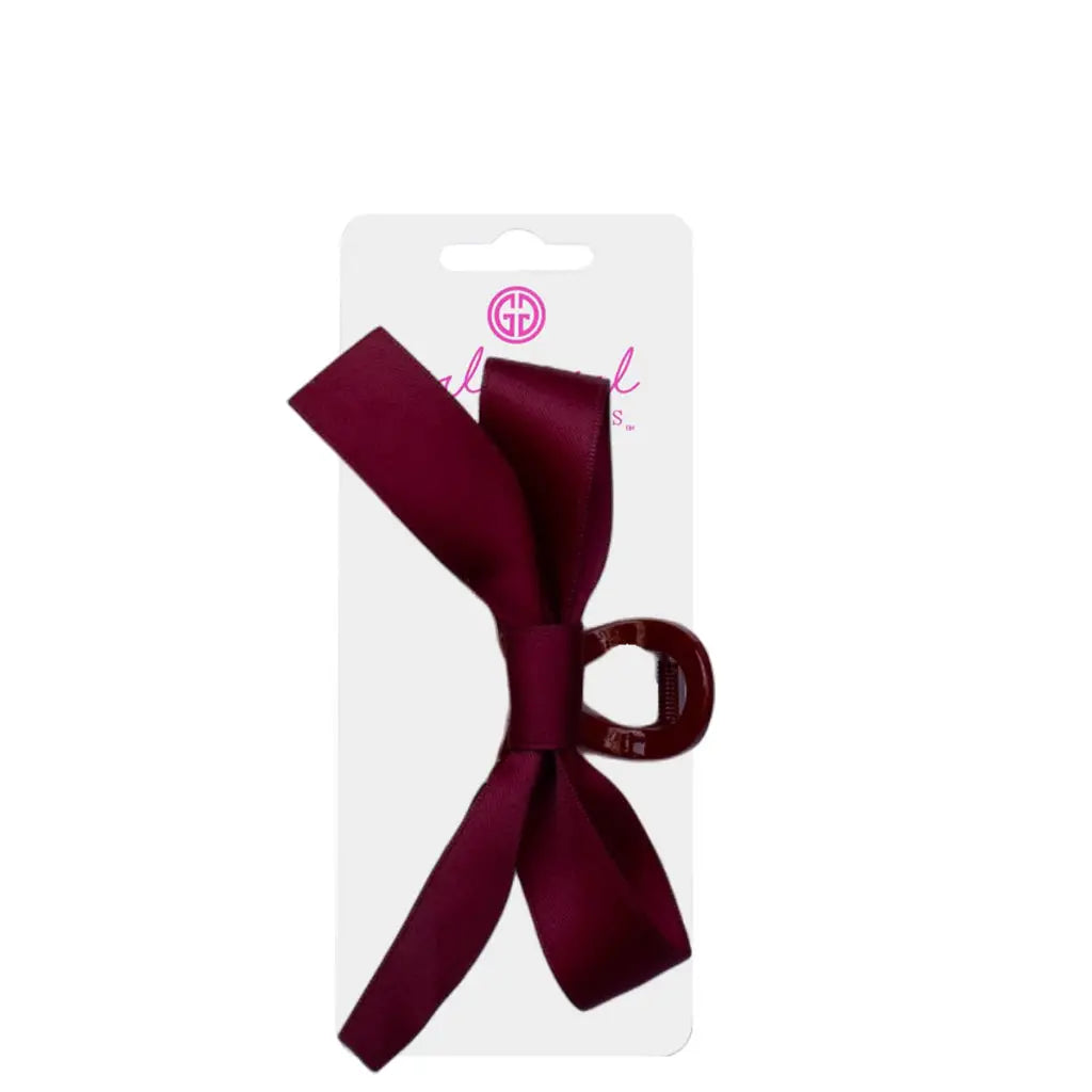 Lulu Mac Maroon Ribbon Bow Hair Clip