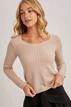 Load image into Gallery viewer, Come On LS Pointelle Knit Top in Beige