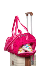 Load image into Gallery viewer, Hot Pink Striped Quilted Duffle Bag