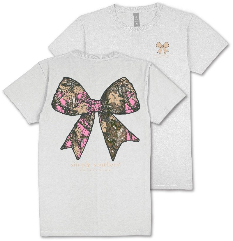 Simply Southern Youth Pink Camo Bow SS Tee