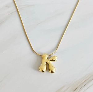 Balloon Letter Gold Initial Necklace