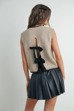 Load image into Gallery viewer, We Made It Ribbed Sweater Vest With Bow Detail