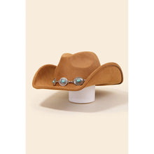 Load image into Gallery viewer, Turquoise Oval Stone Strap Cowboy Hat Brown
