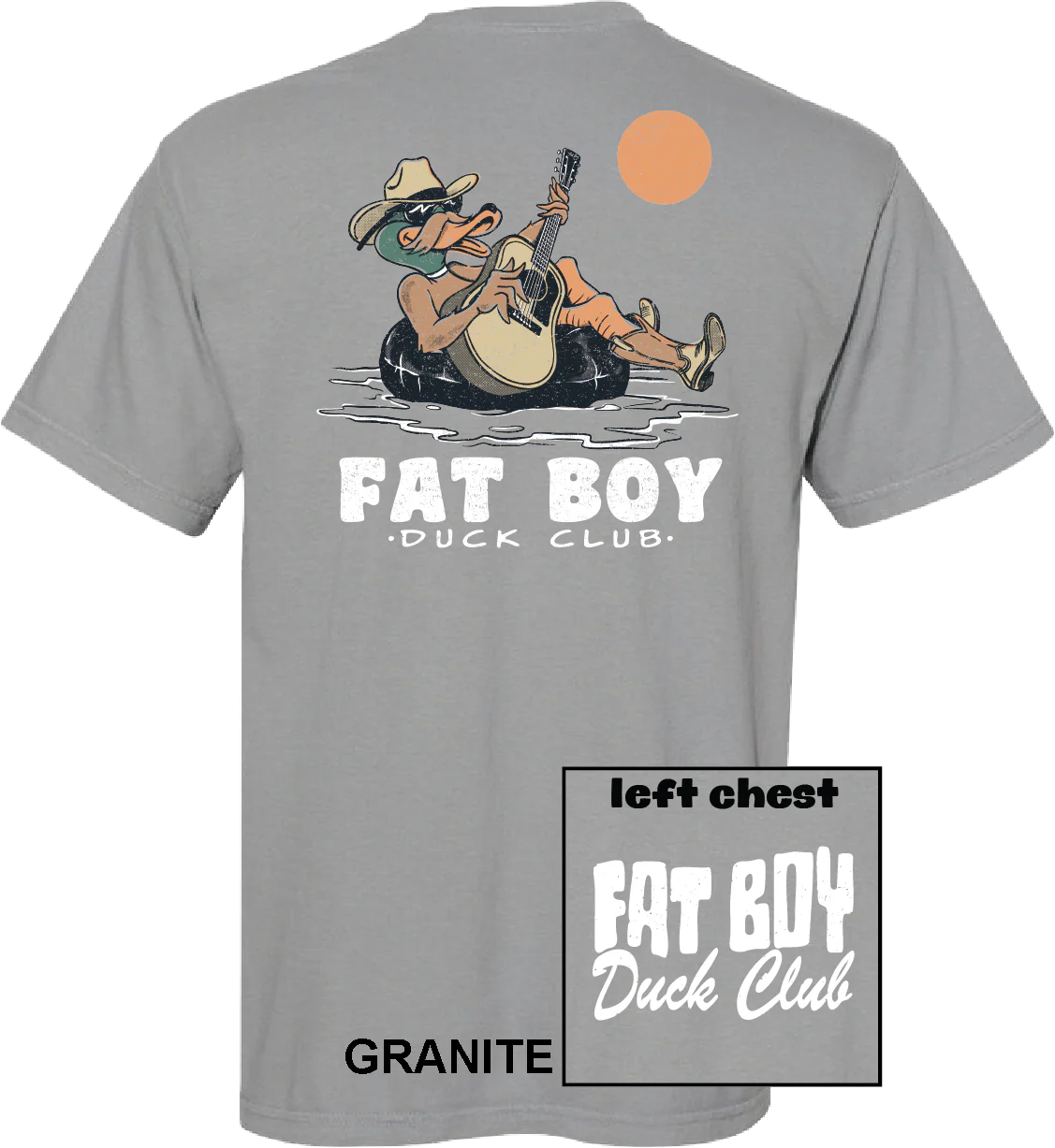 Fat Boy Duck Club Guitar SS Tee in Granite
