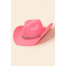 Load image into Gallery viewer, Rhinestone Chain Strap Cowboy Hat Pink