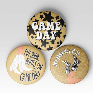 Gold & Black Game Day Stars Button