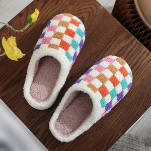 We Belong Together Colorful Plaid Slippers