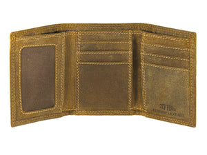 Vintage Tan Brass Mississippi State Trifold Wallet