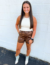 Load image into Gallery viewer, Grew Up Wild Faux Leather High Waist Shorts Espresso
