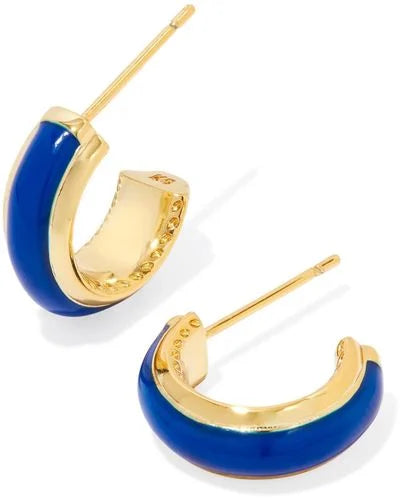 Kendra Scott Ainsley Gold Huggie Earrings Blue Enamel