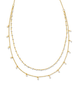 Kendra Scott Eve Gold White Mix Multi Strand Necklace