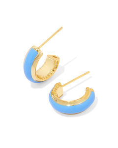 Kendra Scott Ainsley Gold Huggie Earrings Light Blue Enamel