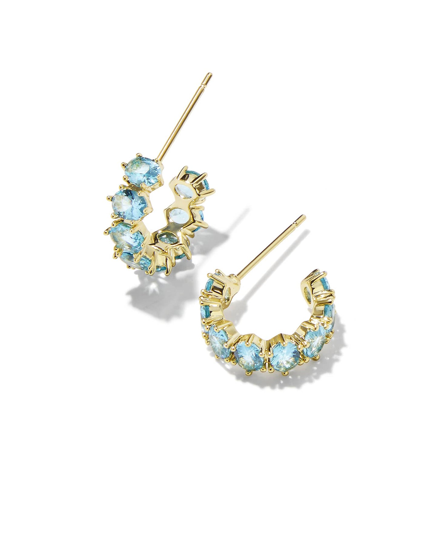 Kendra Scott Gold Cailin Crystal Huggie Earrings in Aqua