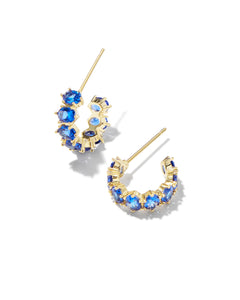 Kendra Scott Gold Cailin Crystal Huggie Earrings in Blue Crystal