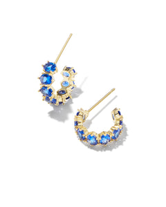 Kendra Scott Cailin Crystal Huggie Earrings Gold Blue Crystal