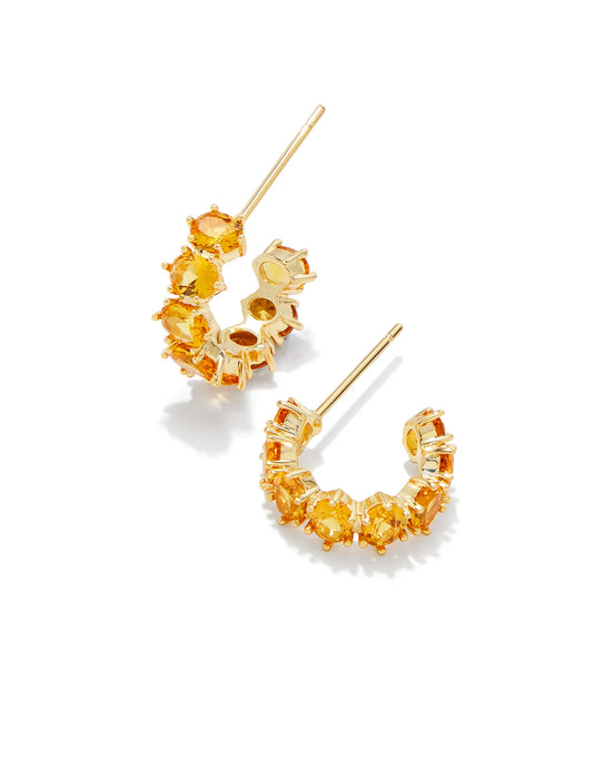 Kendra Scott Cailin Crystal Huggie Earrings Gold Yellow Crystal