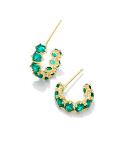 Kendra Scott Cailin Crystal Huggie Earrings Gold Green Crystal