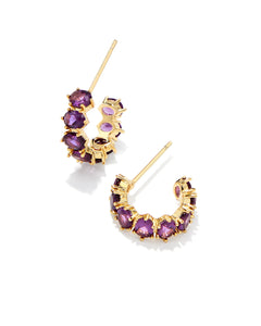 Kendra Scott Gold Cailin Crystal Huggie Earrings in Purple Crystal