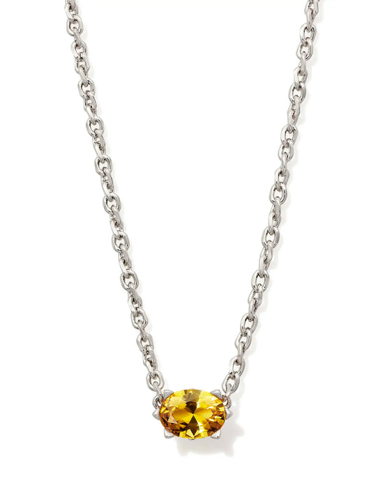 Kendra Scott Silver Cailin Pendant Necklace in Golden Yellow Crystal