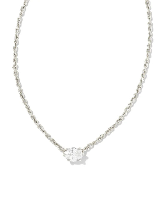 Kendra Scott Silver Cailin Pendant Necklace in White Iridescent