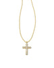 Kendra Scott Cross Crystal Necklace in Gold White Crystal