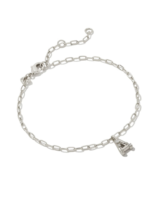 Kendra Scott Crystal Letter Silver Delicate Chain Bracelet
