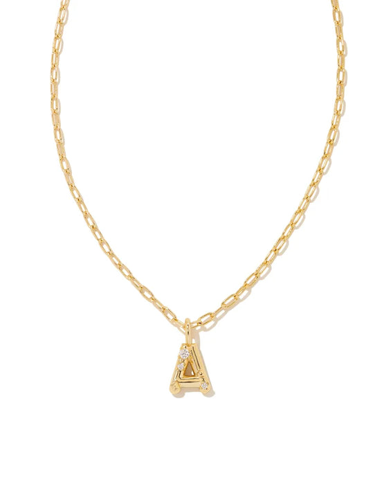 Kendra Scott Crystal Letter A Gold Metal Necklace