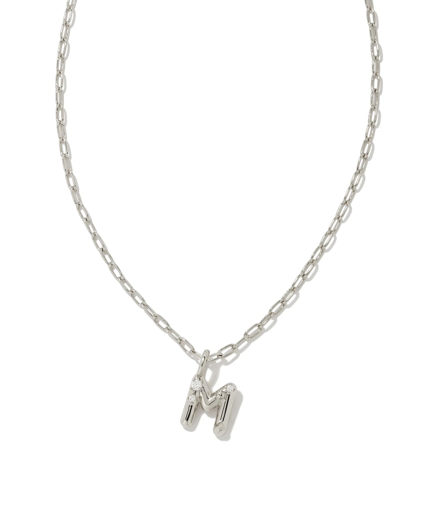 Kendra Scott Crystal Letter M Silver Metal Necklace