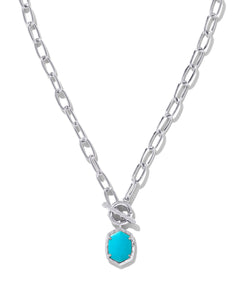 Kendra Scott Daphne Link Chain Necklace Silver Variegated Turquoise