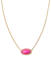 Load image into Gallery viewer, Kendra Scott Elisa Gold Color Burst Frame Short Pendant Necklace in Neon Pink