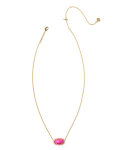 Kendra Scott Elisa Gold Color Burst Frame Short Pendant Necklace in Neon Pink