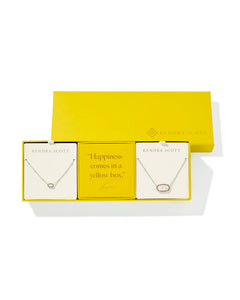 Kendra Scott Boxed Silver Elisa Gift Set of 2 Necklaces in Ivory MOP