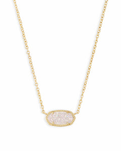 Kendra Scott Boxed Elisa Gold Pendant Necklace in Iridescent Drusy