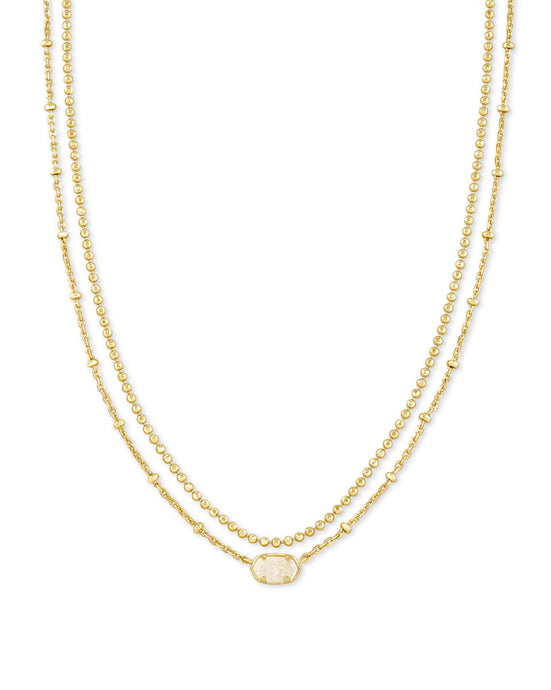Kendra Scott Gold Multi Strand Necklace in Iridescent Drusy