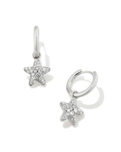 Load image into Gallery viewer, Kendra Scott Jae Convertible Silver Star Pave Huggie Earrings White Crystal