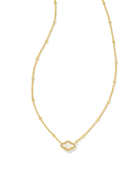 Kendra Scott Gold Mini Abbie Pendant Necklace in Ivory MOP