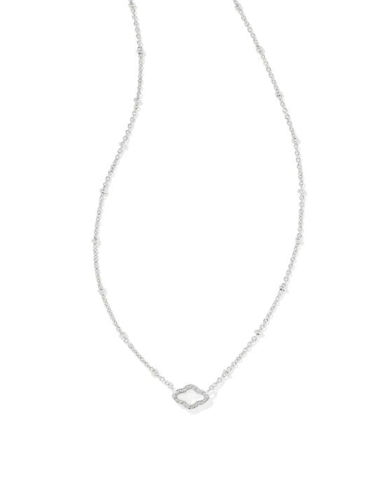 Kendra Scott Silver Mini Abbie Pendant Necklace in Ivory MOP