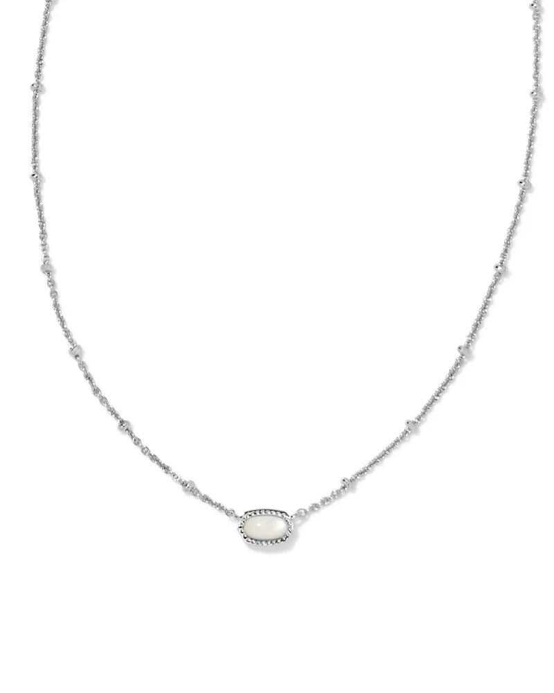 Kendra Scott Mini Elisa Silver Satellite Short Pendant Necklace Ivory MOP