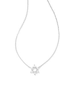 Kendra Scott Silver Star of David Pendant Necklace in White Crystal