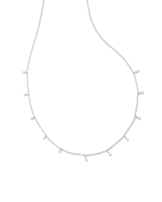Kendra Scott Willa Pearl Strand Necklace Silver White Pearl