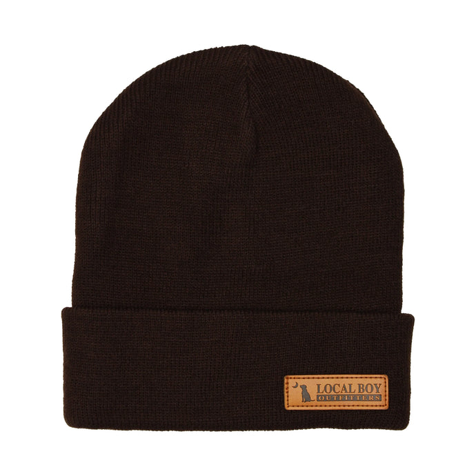 Local Boy Leather Label Beanie Coffee