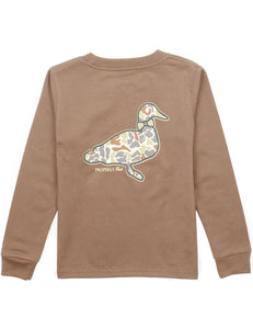 Properly Tied Boys Field Camo Logo LS Tee