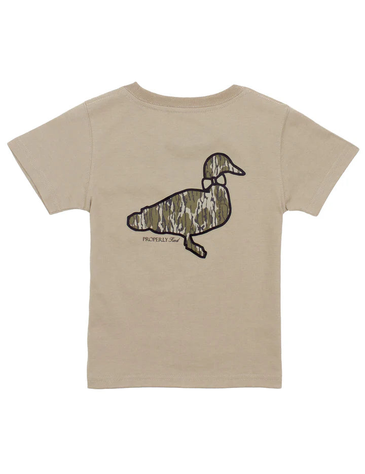 Properly Tied Boys Mossy Oak Logo SS in Sand