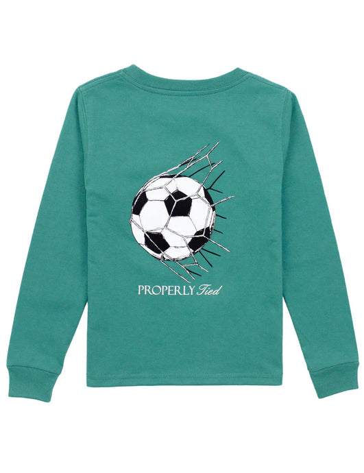 Properly Tied Boys Goal LS Tee in Teal