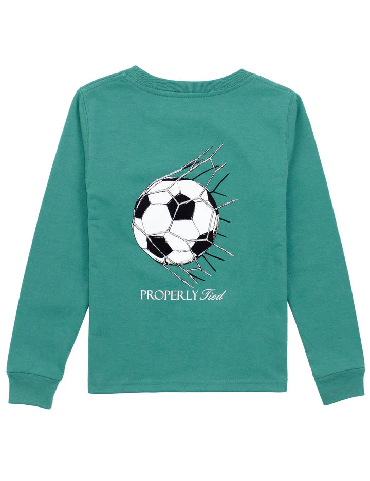 Properly Tied Boys Goal LS Tee in Teal