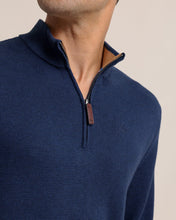 Load image into Gallery viewer, Southern Tide Men&#39;s Oakatie Heather Dress Blue Quarter Zip Sweater