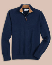 Load image into Gallery viewer, Southern Tide Men&#39;s Oakatie Heather Dress Blue Quarter Zip Sweater